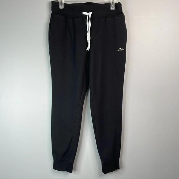 O’NEILL Sweatpants Jogger Pants Black Graphic Logo Pockets Drawstring Size M - Picture 12 of 12
